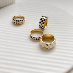 Black And White Checkerboard Ring