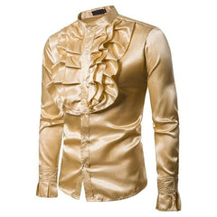 Golden satin steampunk shirt