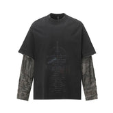 Grunge Y2K Mock Layered Long Sleeve Top
