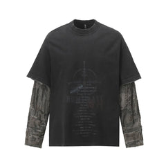 Grunge Y2K Mock Layered Long Sleeve Top