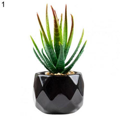 Artififical succulent in black pot, 11 different designs