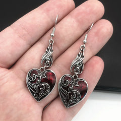 'Blood Red' Rose Mysterious Earrings