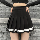 'Deadly Delight' Black Grunge Skirt with White Stripes