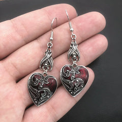 'Blood Red' Rose Mysterious Earrings