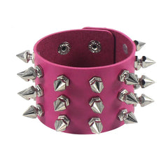 Multi Color Goth PU Leather Metal Spike Wristband