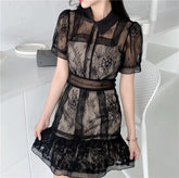 'Night Hawk' Black Alt Mesh Lace Dress