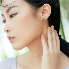Alt Silver Stud Rose Earrings