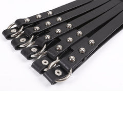 Black PU Fake Leather Metal Ring Belt