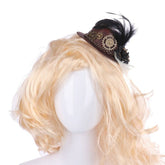 Steampunk top hat with feather and gears