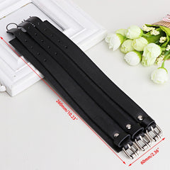 Goth Grunge 'Brave' Faux Fake Leather Wristband Black Buckle Bracelet