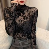 Gothic Alt Long Sleeve Mesh T-Shirts Top