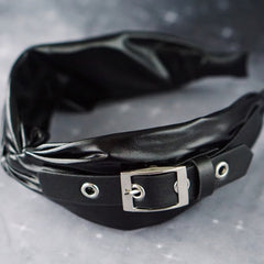 Black Alternative Pu Fake Leather Hair Band