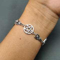 Occult Dark Goth Pentagram Bat Bracelet