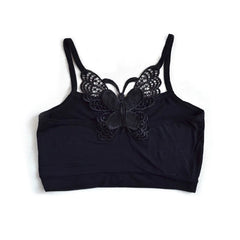 Goth Grunge Black Butterfly Crop Top