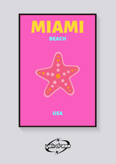 Preppy Miami Beach Starfish Poster