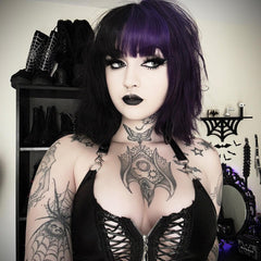 'Frankenstein' Black Wet Look Faux Leather Halter Lace up Top