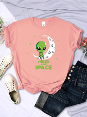 'I Need More Space' Multi Color Harajuku Alien T-Shirt