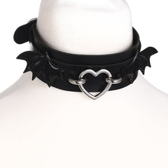 Black PU Leather Bat Choker