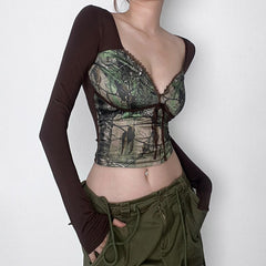 'In the Zone' Auburn Flower Print Corset Top