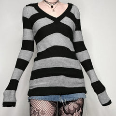 Grunge 'Sky' Black Autumn Knitted Sweater