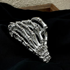 Goth Skeleton Silver Claw Claw Clip