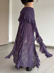 Multi-Layered Ruffles Hem Lace Skirt