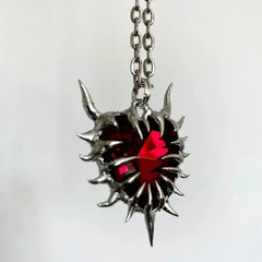 Goth Grunge Thorn Heart Necklace
