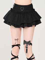 Black Goth Lolita Puffy Ruffles Skirt