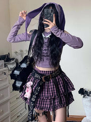 Purple Rabbit Ears Kawaii Lolita Crop Top