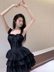 Kawaii Goth Harajuku Slip Ruffles Dress