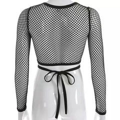 'Off Grid' Black Hollow Out Top