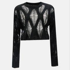 'Fairytale' Black Knitted Ripped Lace Up Sweater