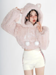 Fuzzy Kitten Cropped Hoodie