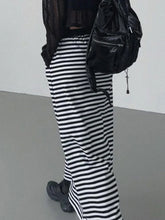 Goth Style Black and White Striped Skirt