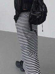 Goth Style Black and White Striped Skirt