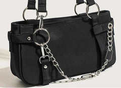 Goth Black Handbag Shoulder Bag With Chunky Chain