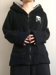 Black Grunge Alt Skull Cross Hoodie