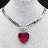 Goth Punk Heart Chunky Necklace (Various Colors)
