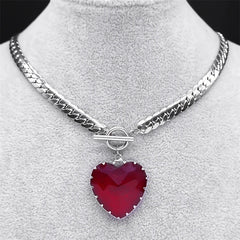 Goth Punk Heart Chunky Necklace (Various Colors)