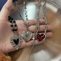 Gothic Red Black Peach Heart Pendants