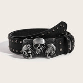 Black Skull Goth Rivet Unisex Belt