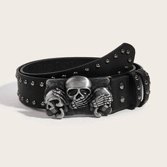 Black Skull Goth Rivet Unisex Belt