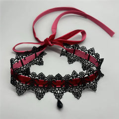 Black/Red Lace Velvet Flower Choker