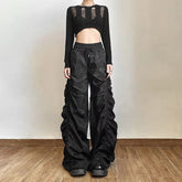 'Darker' Black Baggy Cargo Pants Grunge Y2K Style