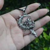 Gothic Mysterious Moon Witch Pendant Necklace