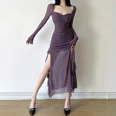 Goth 'Bring on the Night' Purple/Black Translucent Dress