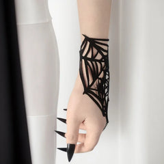 Dark Black Gothic Hand Bracelet