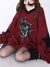 Black/ Red Oversized Grunge Spider Sweater