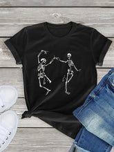 Black Dancing Skeletons Print T-Shirt