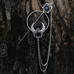 Silver Crescent Moon Stone Hair Clip